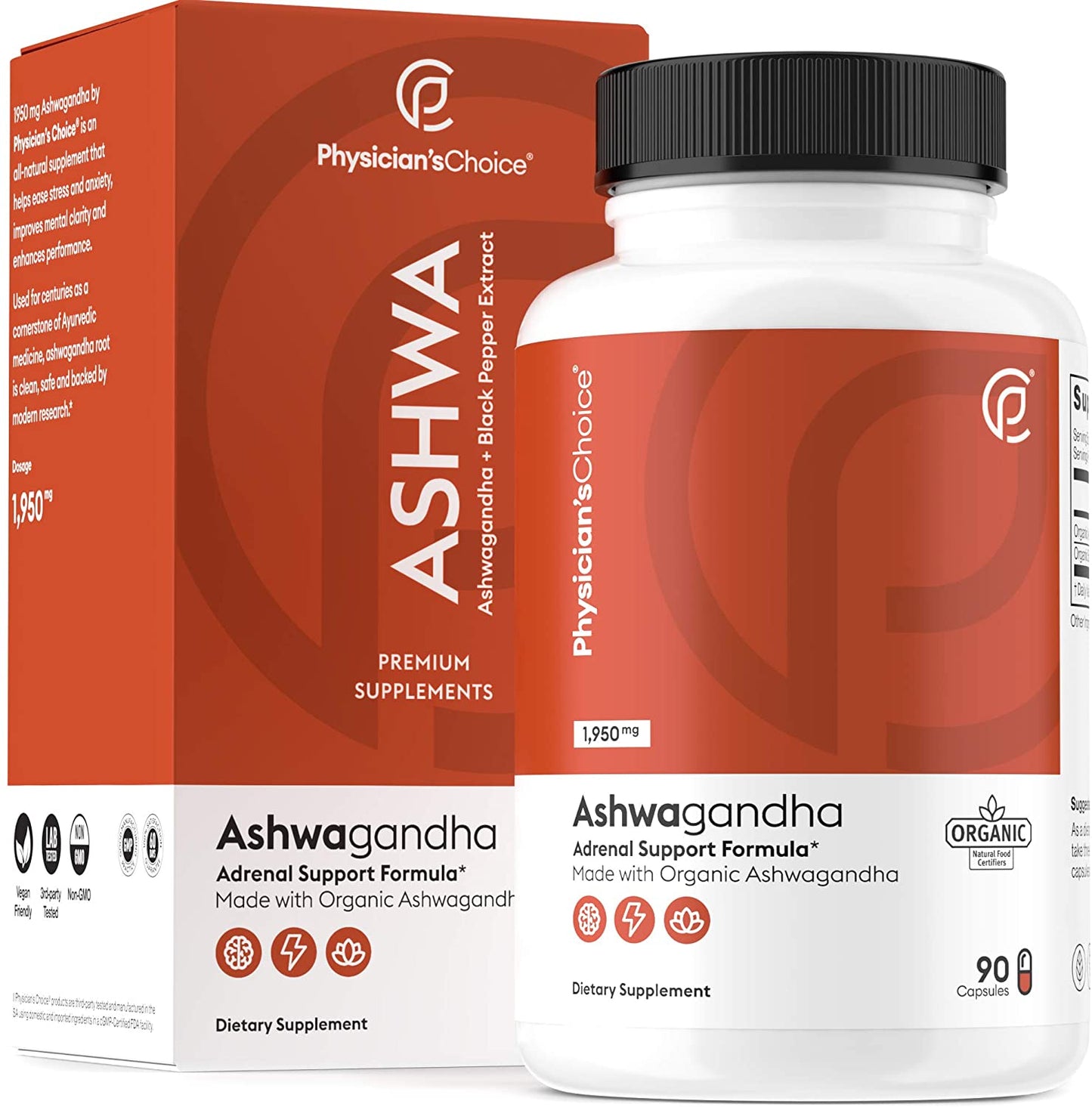 Physicians Choice 1950mg Organic Ashwagandha 90 Caps