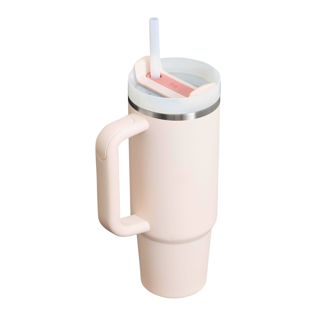 Stanley Quencher H2.0 FlowState Stainless Steel Tumbler with Lid and Straw, Rose Quartz 30 oz