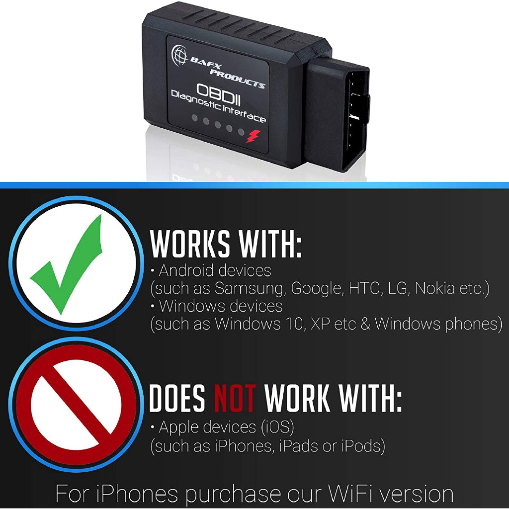 BAFX Products Wireless Bluetooth Scanner & Reader Tool OBDII