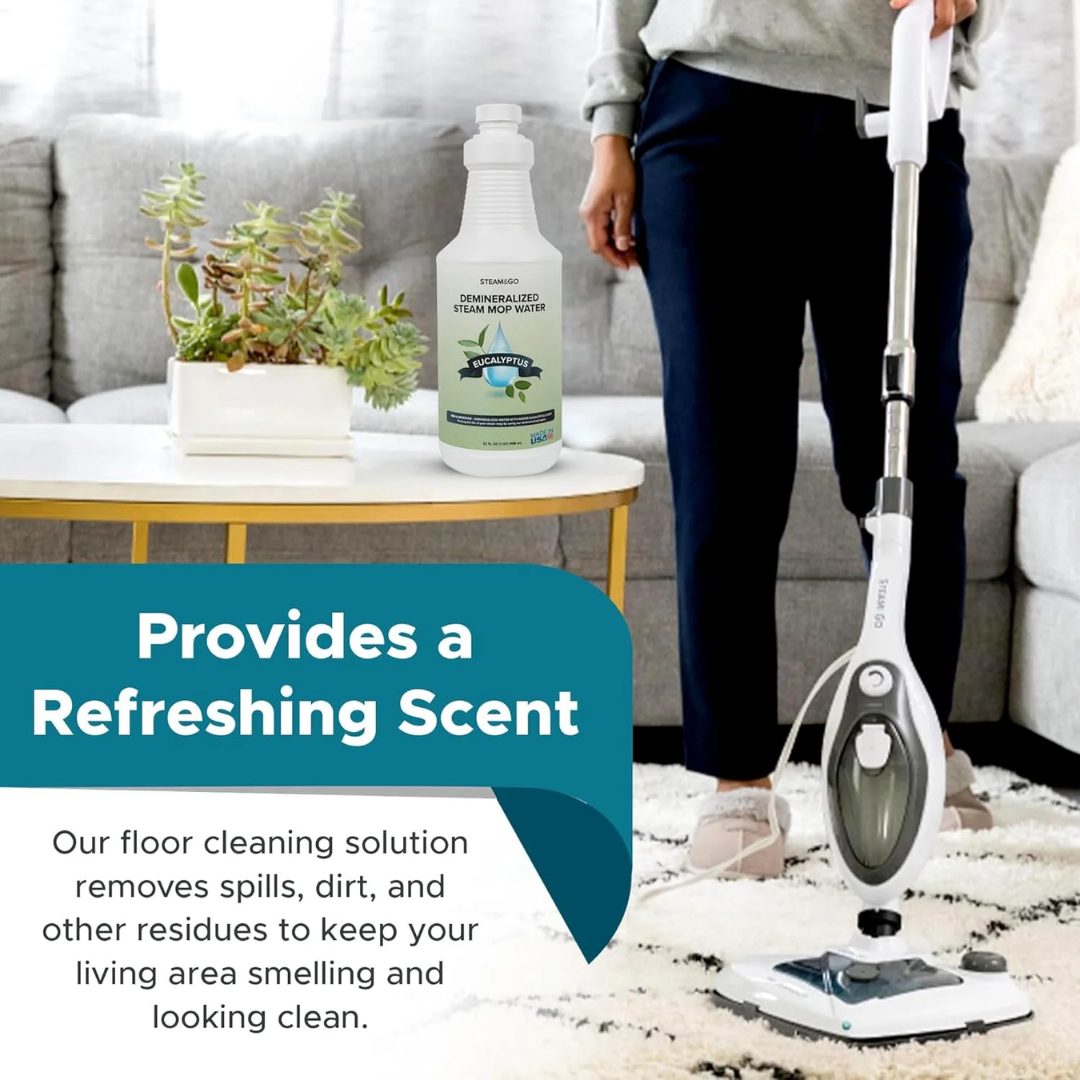 Steam & Go Demineralized Steam Mop Water Eucalyptus, 32 oz / 946 ml
