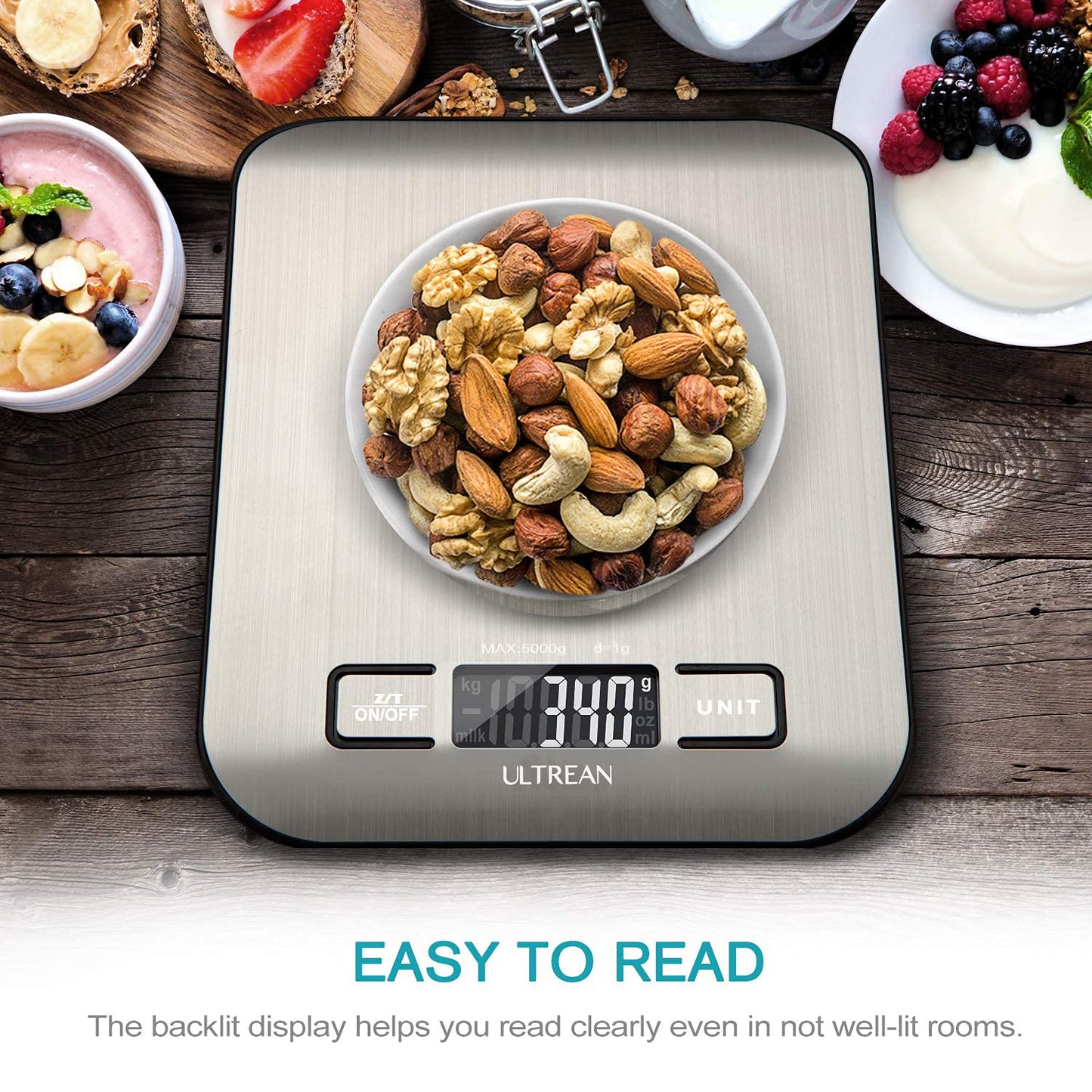 Ultrean Digital Kitchen Scale Weight Grams And Ounces Food Scale - (Batteries Included)