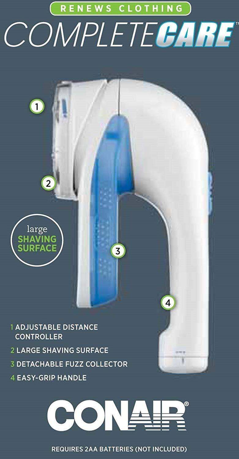 Fabric Defuzzer Shaver by Conair 3 Setting, Battery Operated (White) PACKAGING MAY VARY