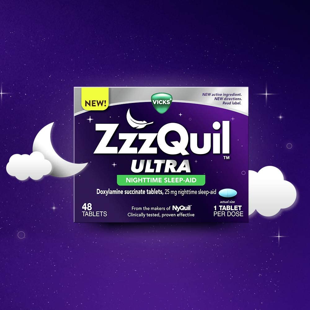 Vicks ZzzQuil Ultra Nighttime Sleep-Aid 25mg, 48 Tablets