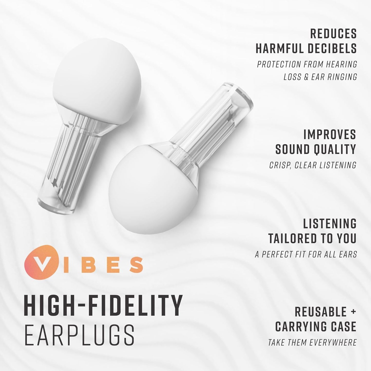 Vibes Hi-Fidelity Earplugs Sound Enhancing Filters 15 Decibels
