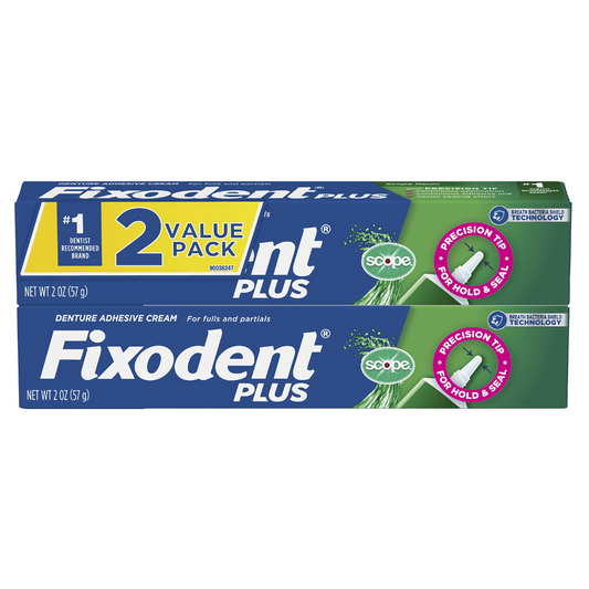 Fixodent Plus Scope Precision Hold & Seal Denture Adhesive Twin Pack, 2 oz. / 57g (PACKAGING MAY VARY)