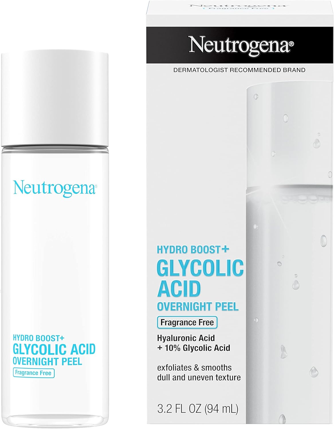 Neutrogena Hydro Boost Glycolic Acid Ovenight Peel. Fragrance Free, 3.2 fl oz / 94mL