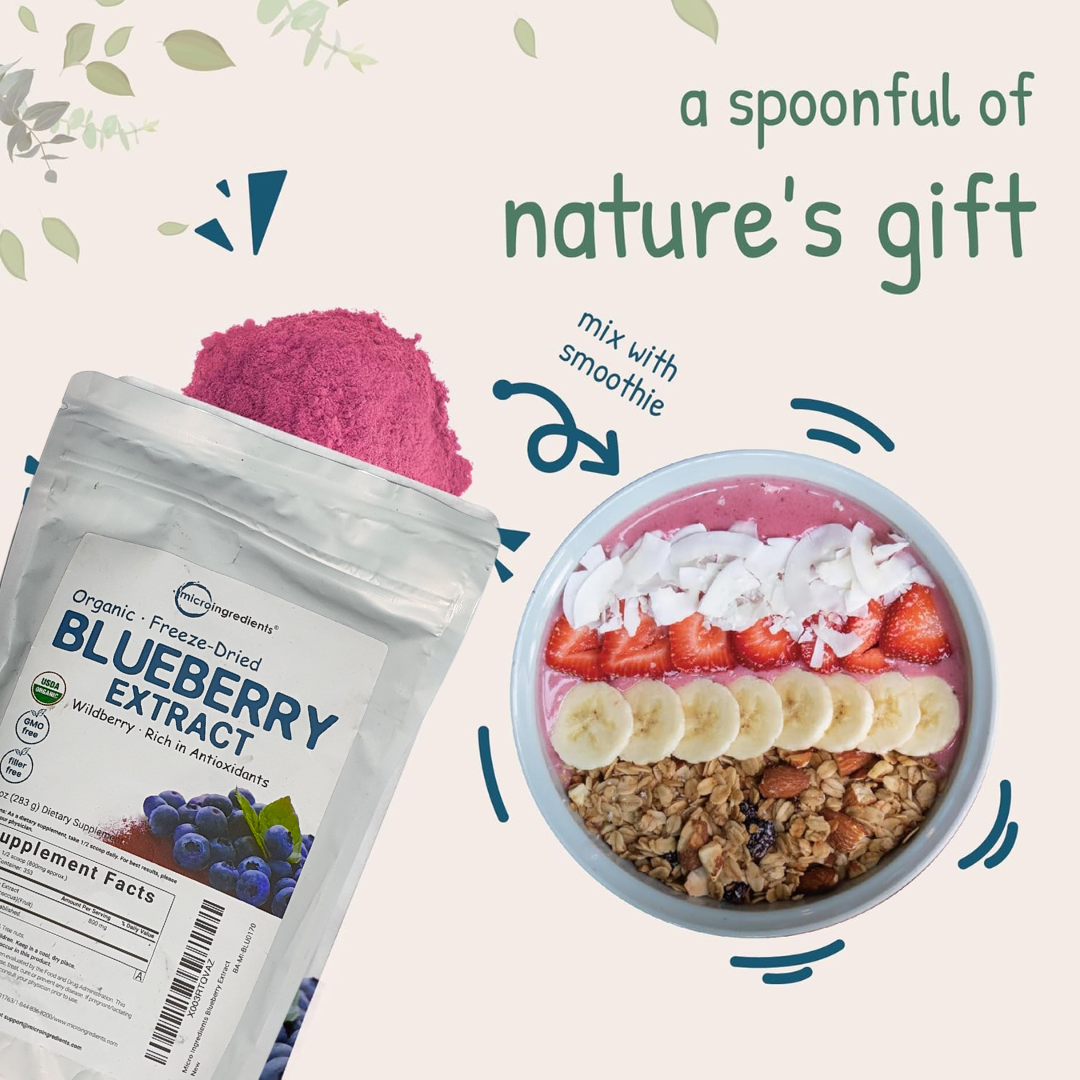Microingredients Organic Freeze Dried Blueberry Extract Wildberry Supplement 10 oz / 283g