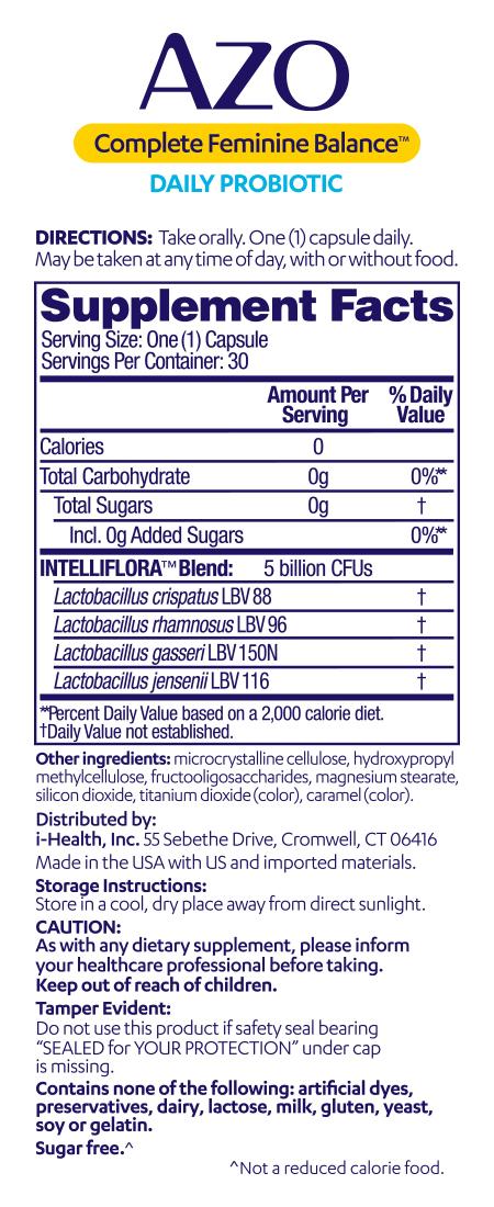 AZO Complete Feminine Balance, Daily Probiotic 30 Capsules