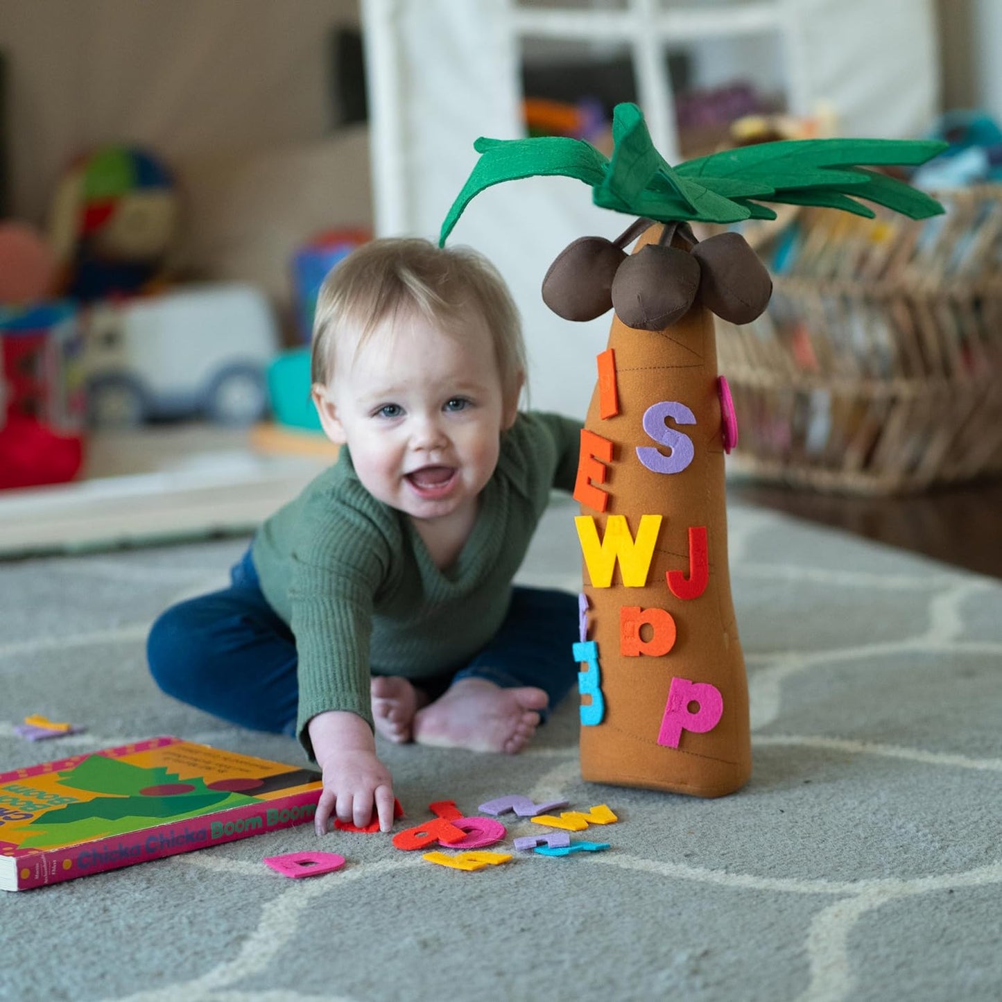 Constructive Playthings Chicka Chicka Boom Boom Childrens Book & Audiobook CD & Tree Props