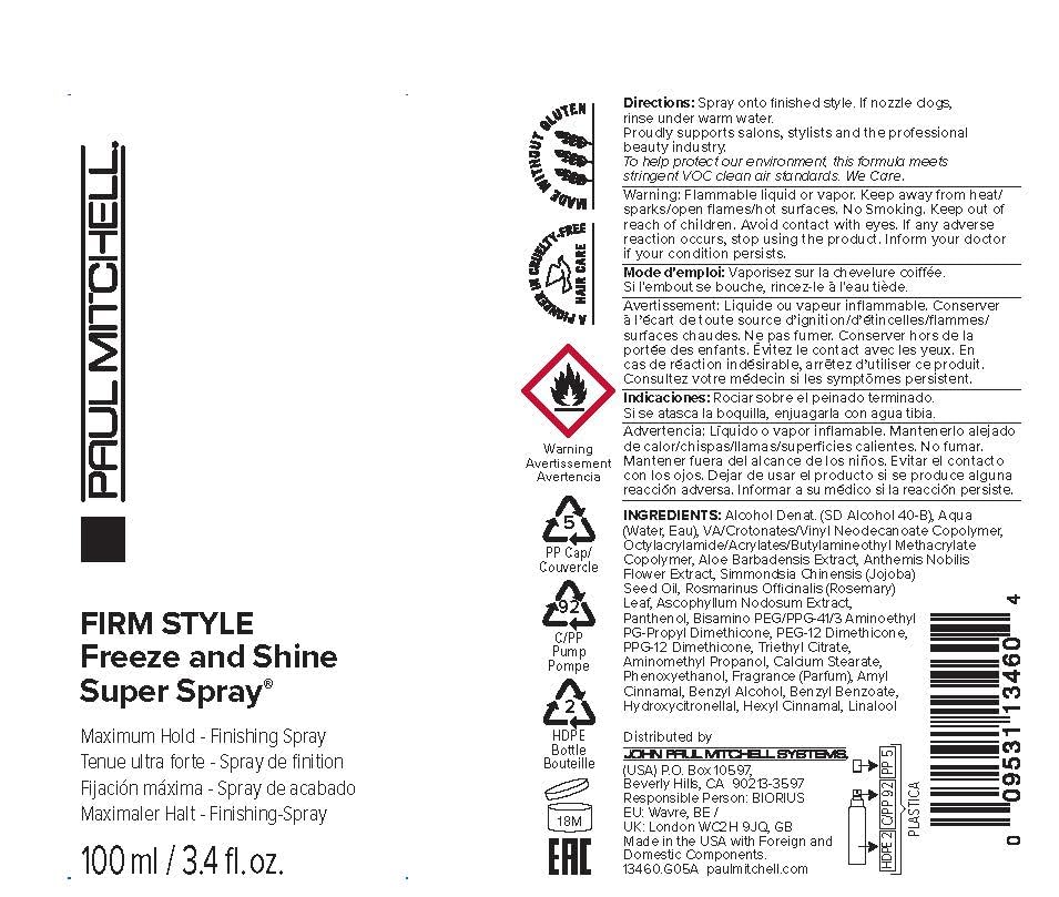 Paul Mitchell Freeze And Shine Super Hair Spray Maximum Hold Shiny Finish, 100 ml / 3.4 oz
