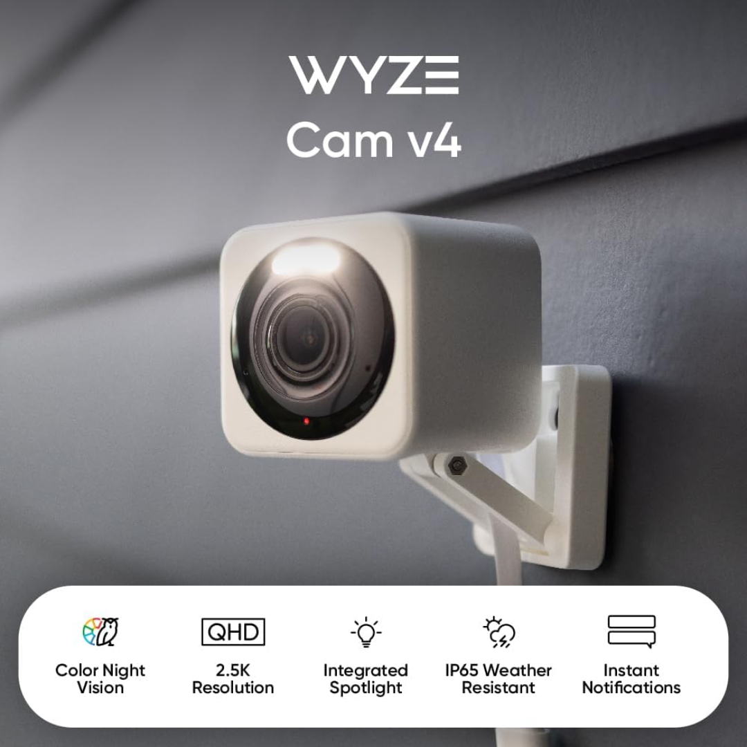 Wyze Cam V4 2.5K AI Indoor/Outdoor Security Camera with Color Night Vision - WYZEC4