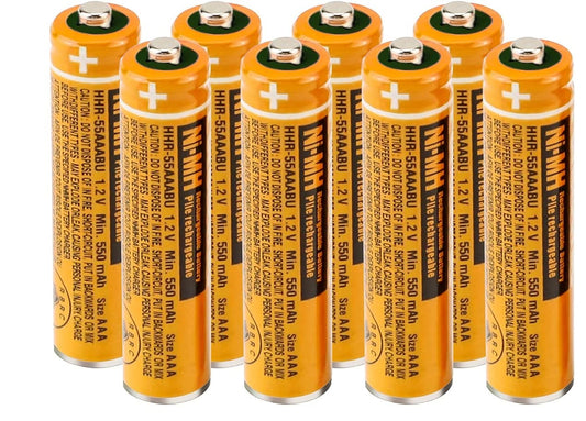 Panasonic 550mAh Nimh Rechargeable AAA Battery 1.2V HHR-55AAABU Pack Of 8