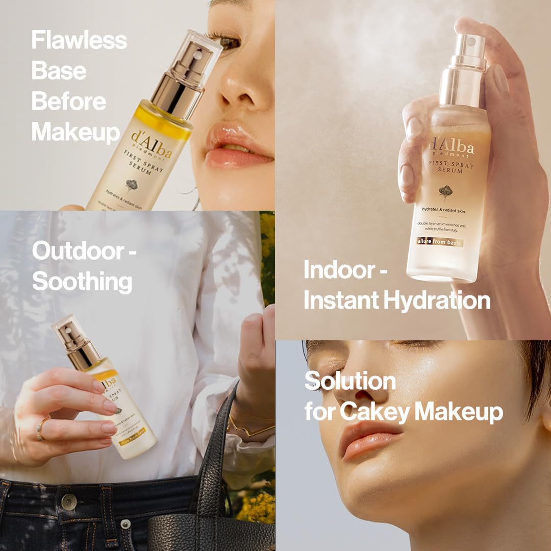 d'Alba Piedmont First Spray Serum Hydrating Face Moisturizer And Glow Serum For Radiant Skin, 1.69 fl. oz