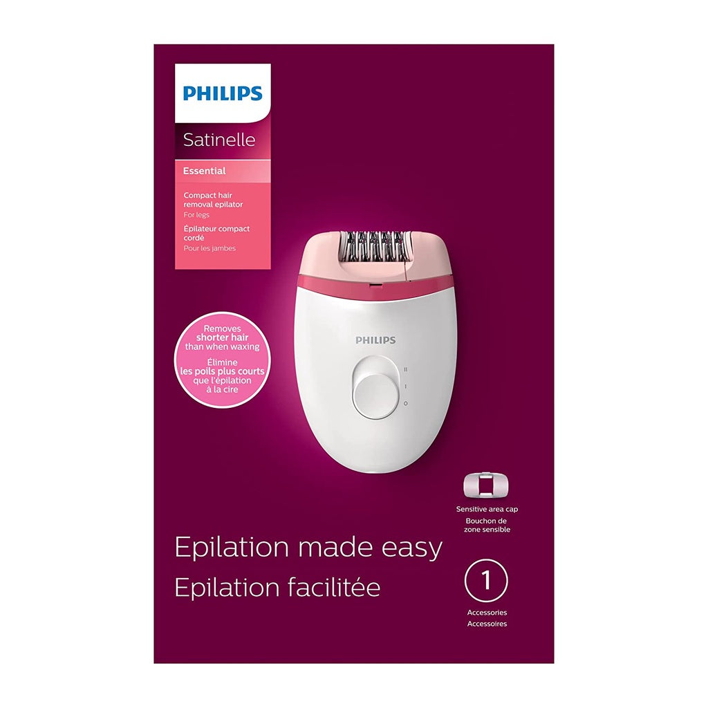 Philips Satinelle Essential Compact Hair Removal Epilator for Legs, 1 Accessories (BRE235)