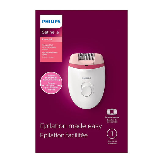 Philips Satinelle Essential Compact Hair Removal Epilator for Legs, 1 Accessories (BRE235)