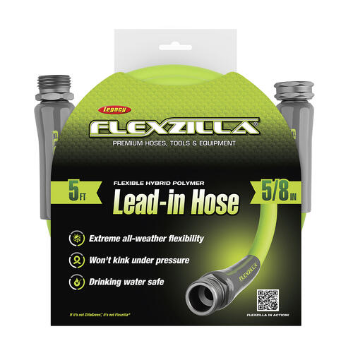 Flexzilla Garden Lead-in Hose, 5/8 in x 5 ft, Heavy Duty, Lightweight, Drinking Water Safe HFZG505YW