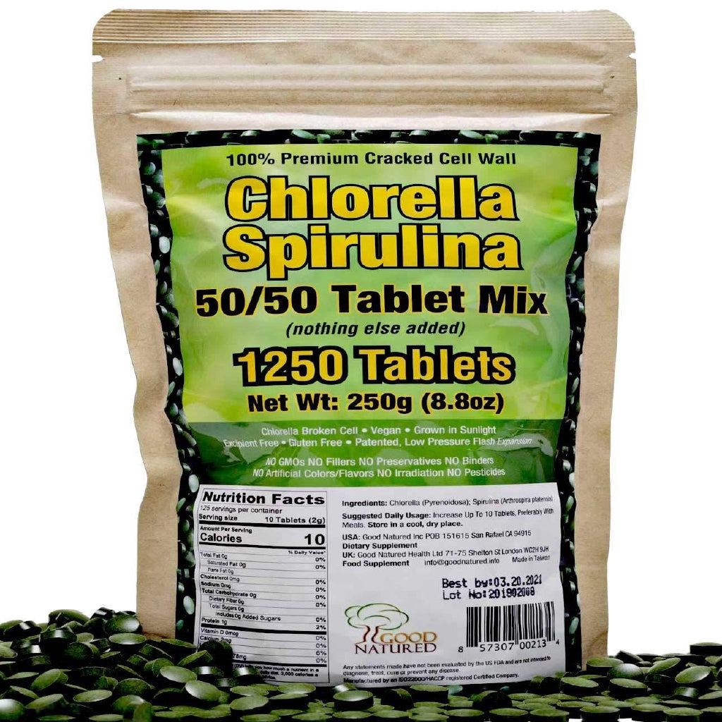 Chlorella Spirulina 50/50 Tablet Mix, 1250 Tablets 250g