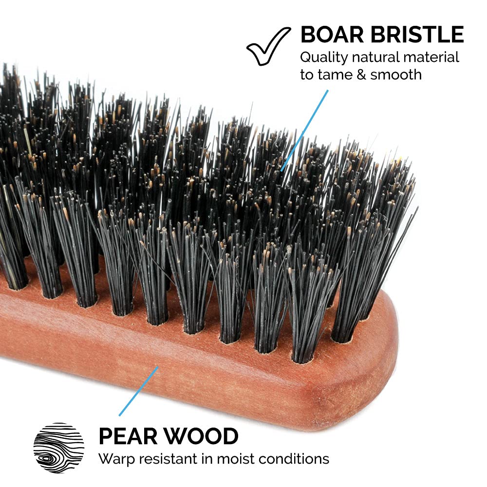 ZEUS Beard Brush with 100% Medium Firm Boar Bristles