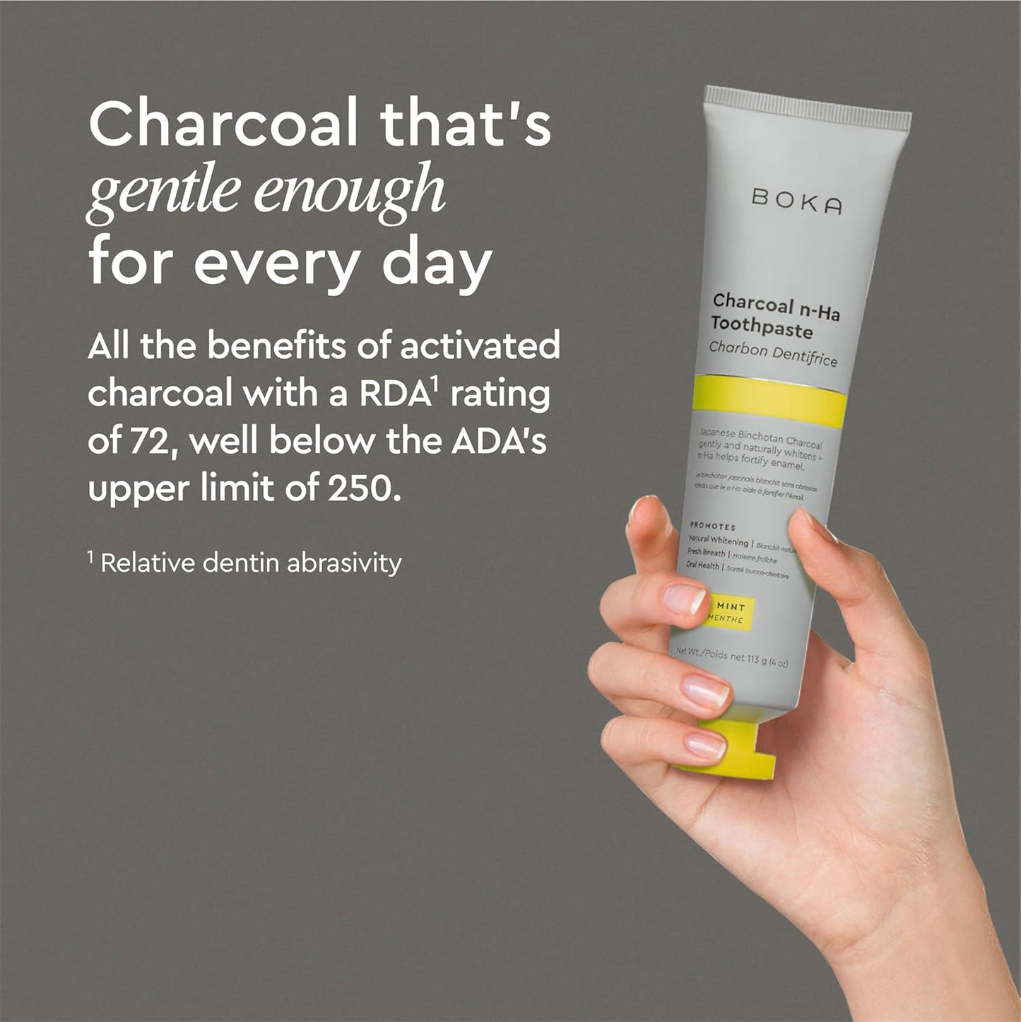 Boka Charcoal n-Ha Toothpaste, Yuzu Mint, 113g / 4 oz