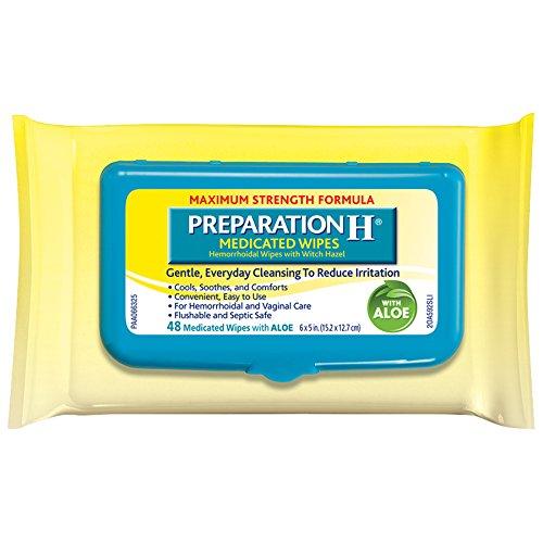 Preparation H Flushable Medicated Hemorrhoid Wipes, Maximum Strength Relief with Witch Hazel 48 Count (PACKAGING MAY VARY)