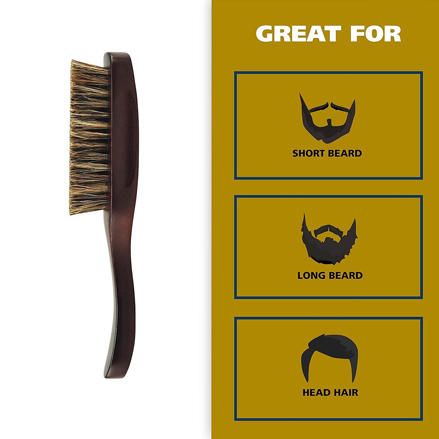 WAHL Handcrafted Handheld Beard Brush with 100% Wild Boar Bristles for Grooming & Styling