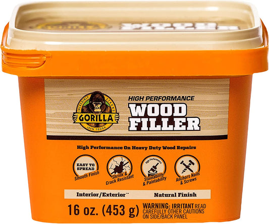 Gorilla High Performance Wood Filler Heavy Duty Wood Repairs Natural Finish - 453g