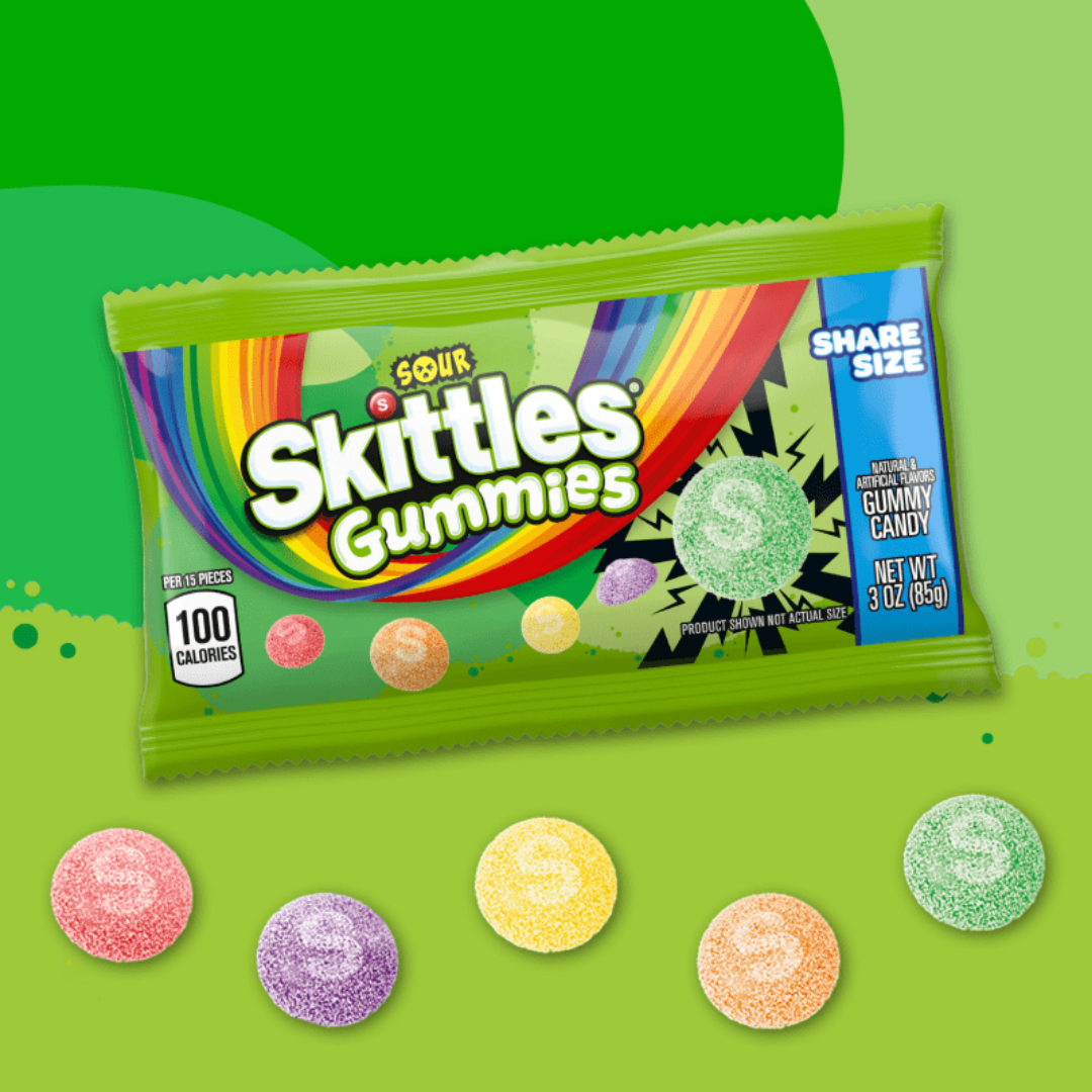 Skittles Sour Gummy Candy, 3 oz / 85 g