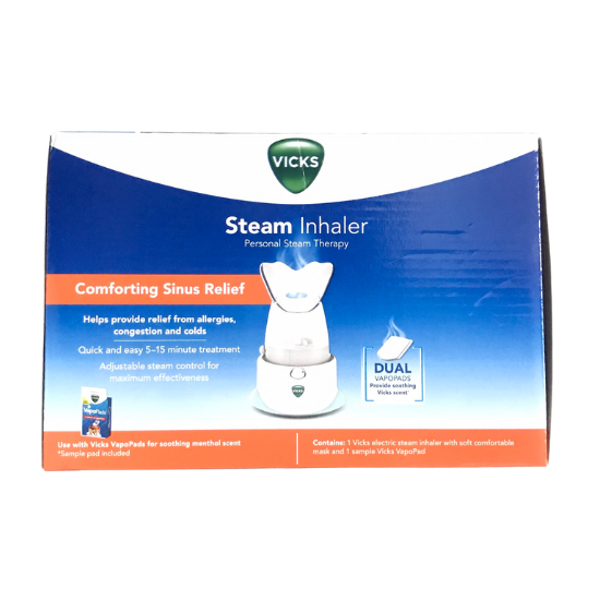 Vicks Steam Inhaler Personal Steam Therapy with Soft Comfortable Mask Dual Scent Pad Technology 120V