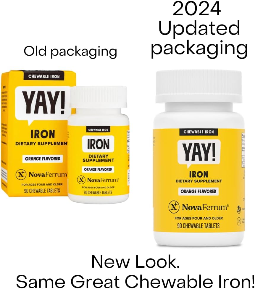 NovaFerrum Yay Iron Supplement Orange Flavored 90 Chewable Tablets