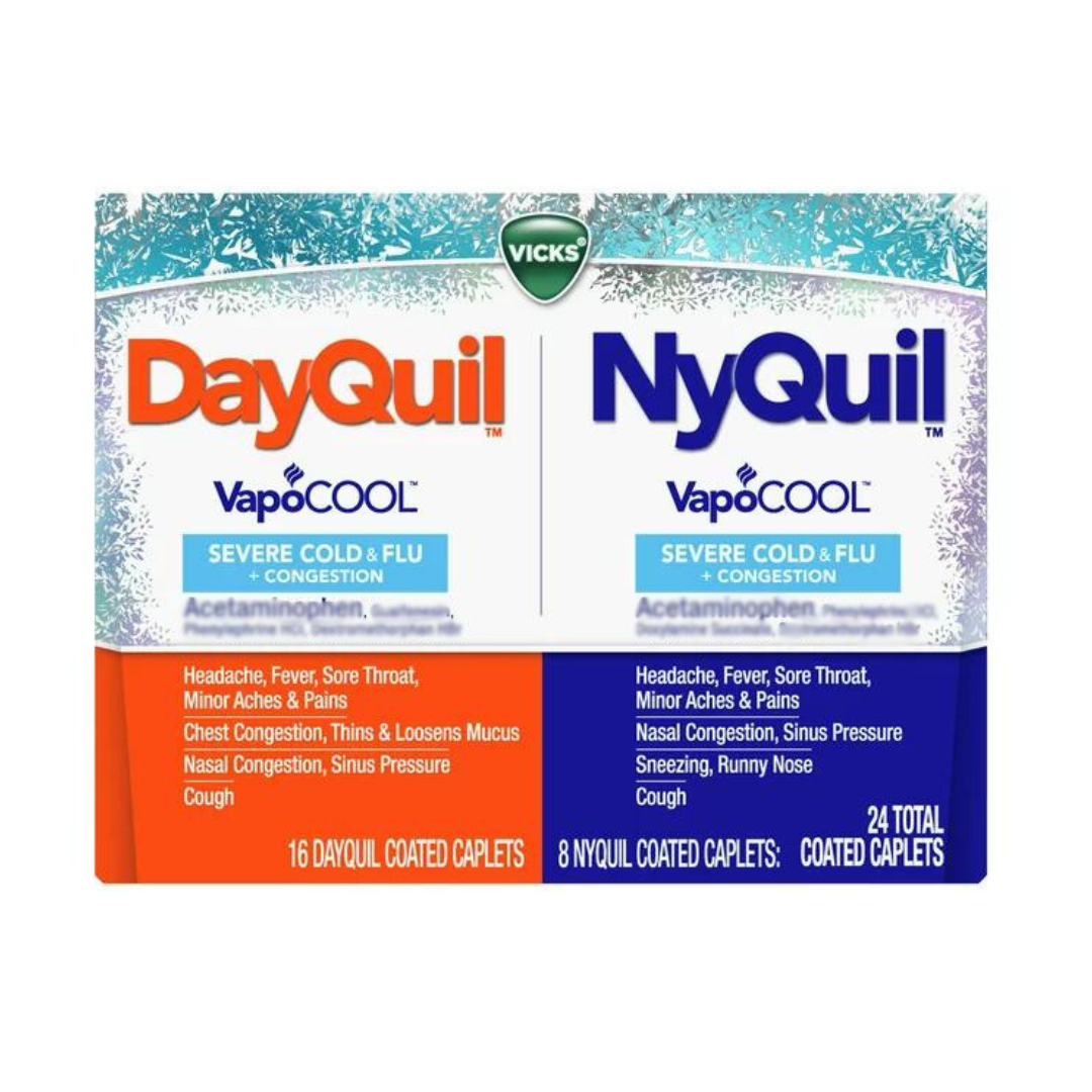 Vicks VapoCool 16 DayQuil Caplets & 8 NyQuil Caplets (24 Total Coated Caplets)