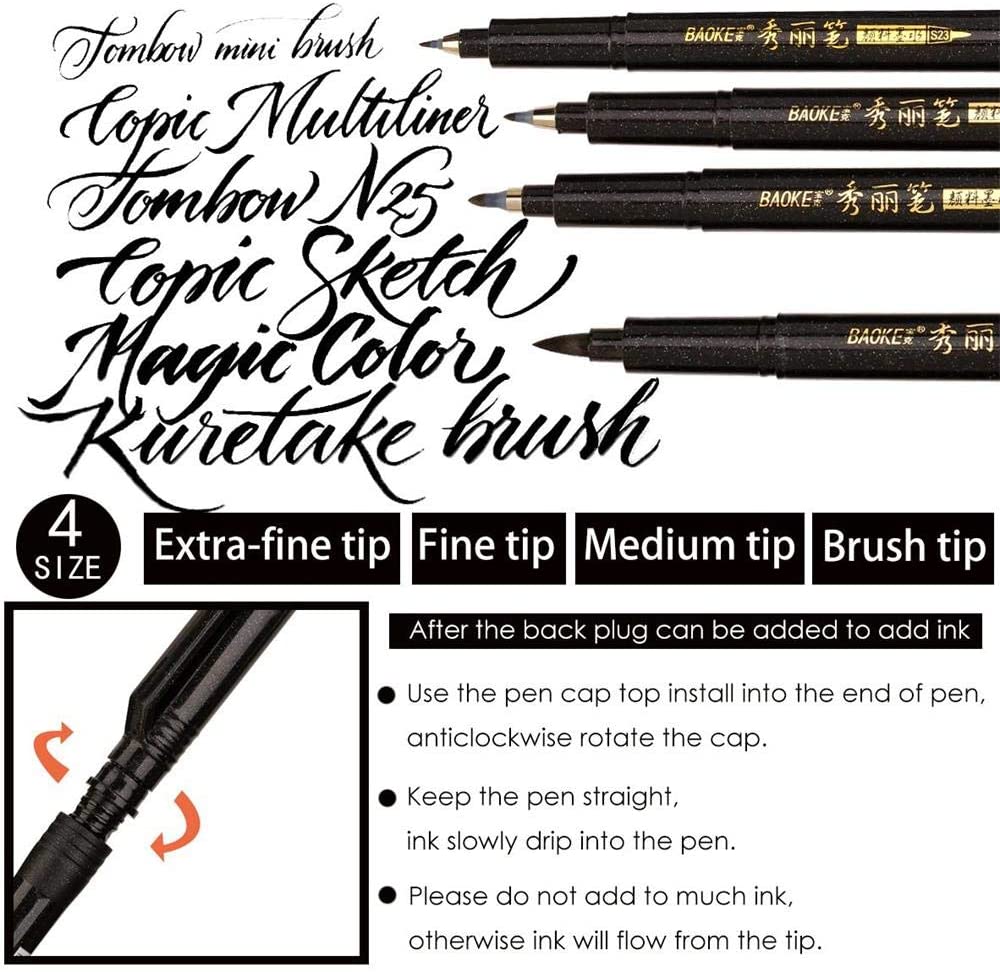 Misulove Hand Lettering Pens, Calligraphy (6 Pack)