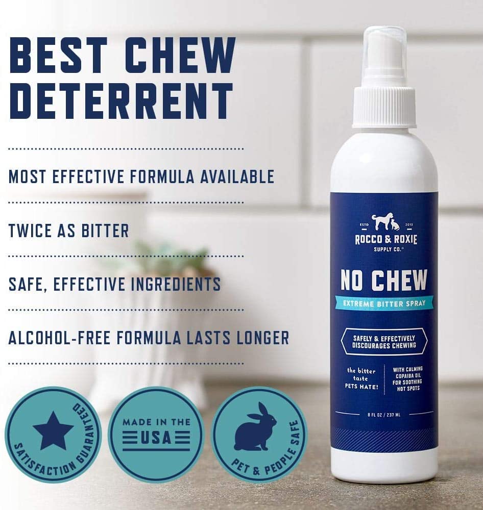 Rocco & Roxie No Chew Extreme Bitter Spray for Dogs Anti-Chew Repellent Formula, 8 fl.oz / 237ml