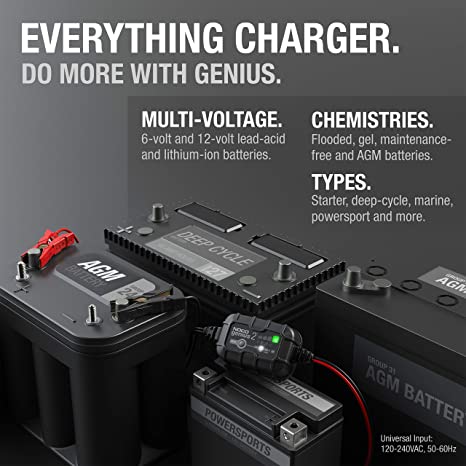 Genius 2 2-A m p Fully-Automatic 6V & 12V Battery Smart Charger & Battery Maintainer