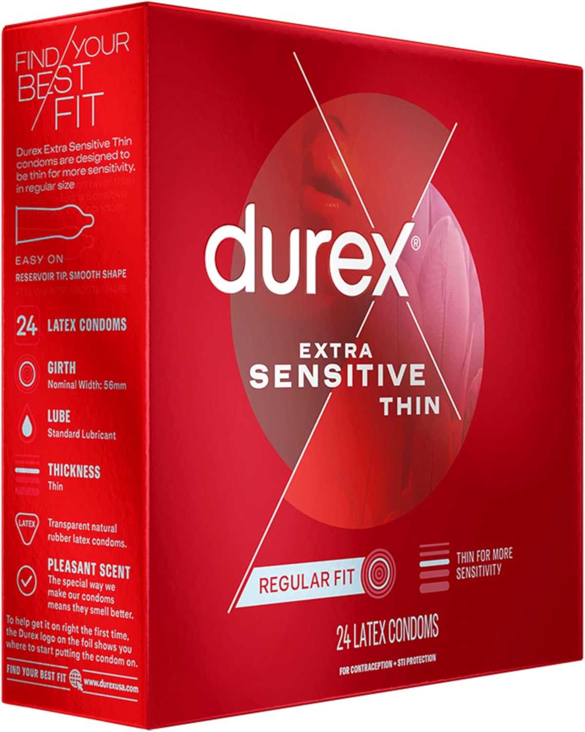 Durex Extra Sensitive Thin Regular Fit 24 Latex Condoms
