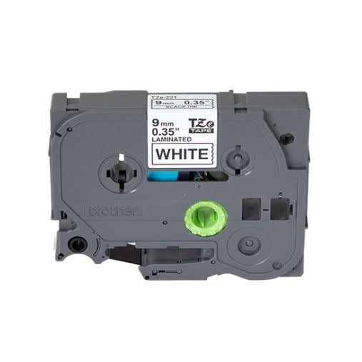 Brother Genuine P-touch TZE-221 Tape, 3/8" (0.35") Black on White  (8M) Packaging May Vary