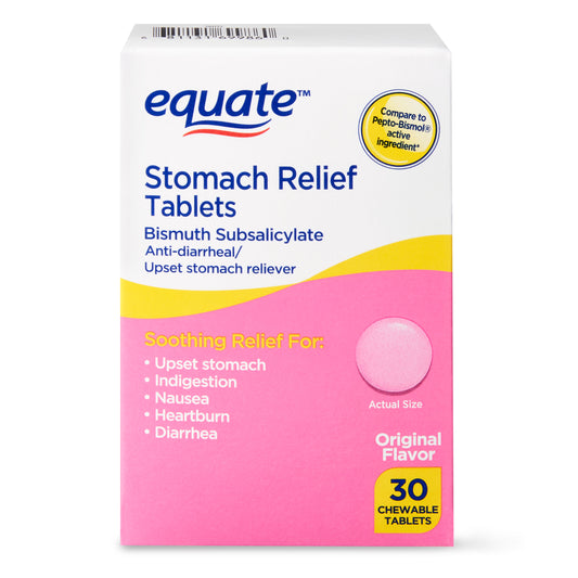 Equate Stomach Relief Chewable Tablets, 262 mg, 30 Count