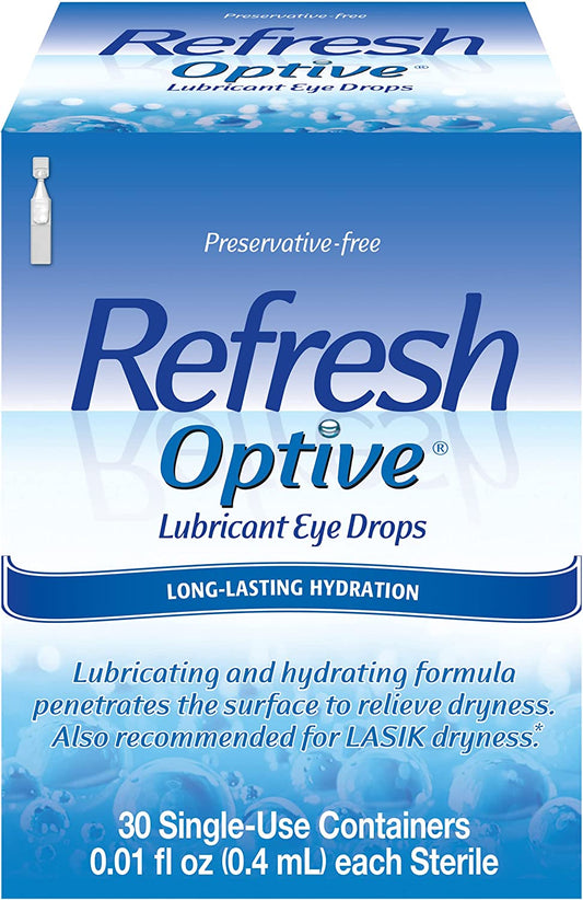 Refresh Optive Lubricant Eye Drops 30 Vials 0.4 mL each Sterile PACKAGING MAY VARY