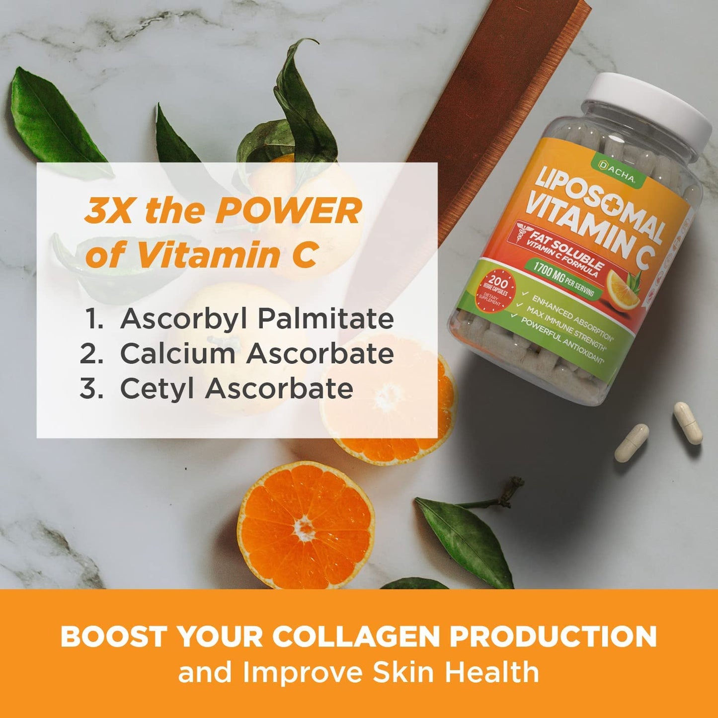 Dacha Natural Liposomal Vitamin C - 1700 mg Max Immune Strength Powerful Antioxidant 200 Capsules