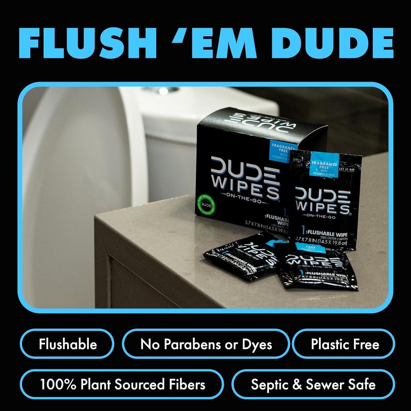 DUDE Flushable Wipes Fragrance Free, ( 30 Wipes )