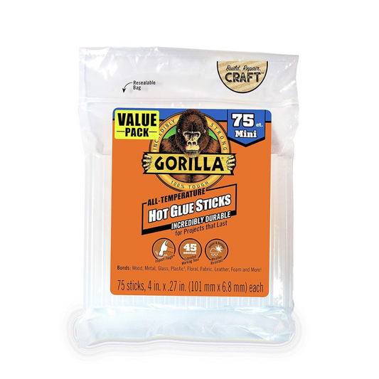 Gorilla Hot Glue Sticks 4"x.27", 75 Pcs