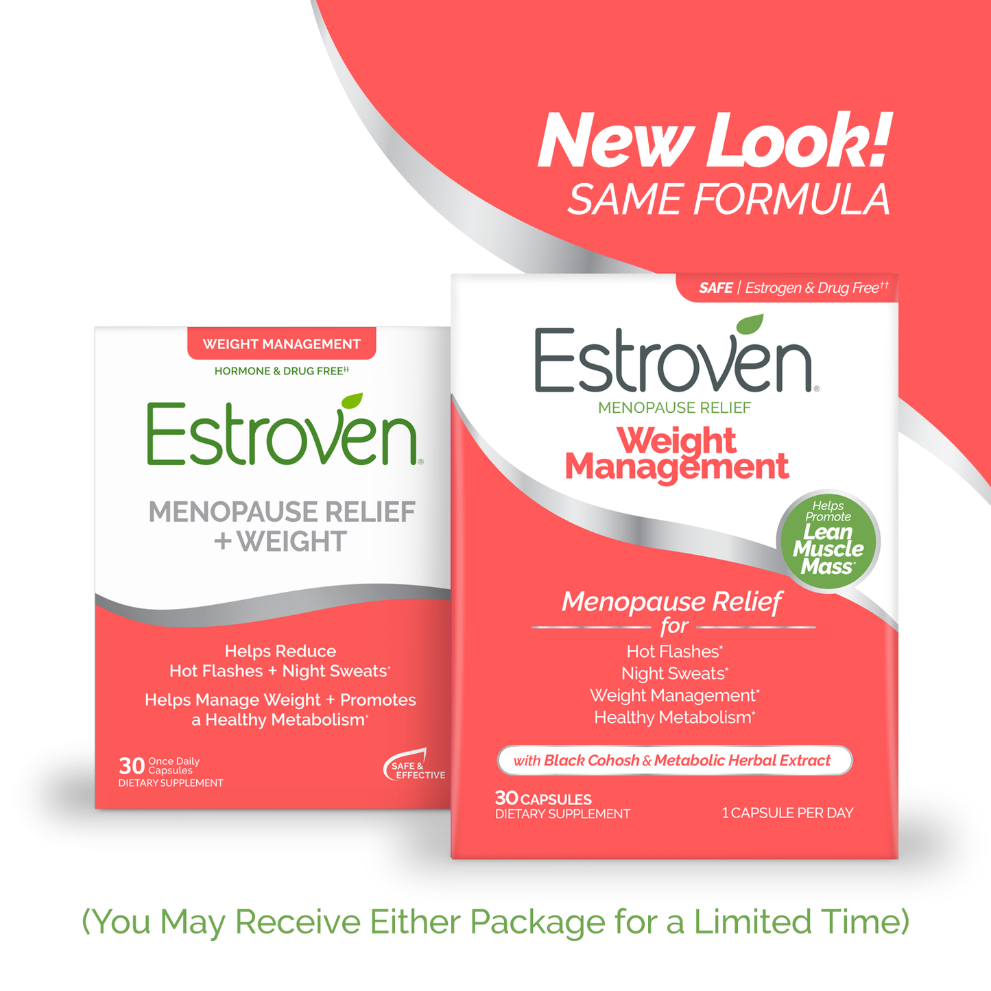 Estroven Menopause Relief + Weight Management Supplement, 30 Capsules