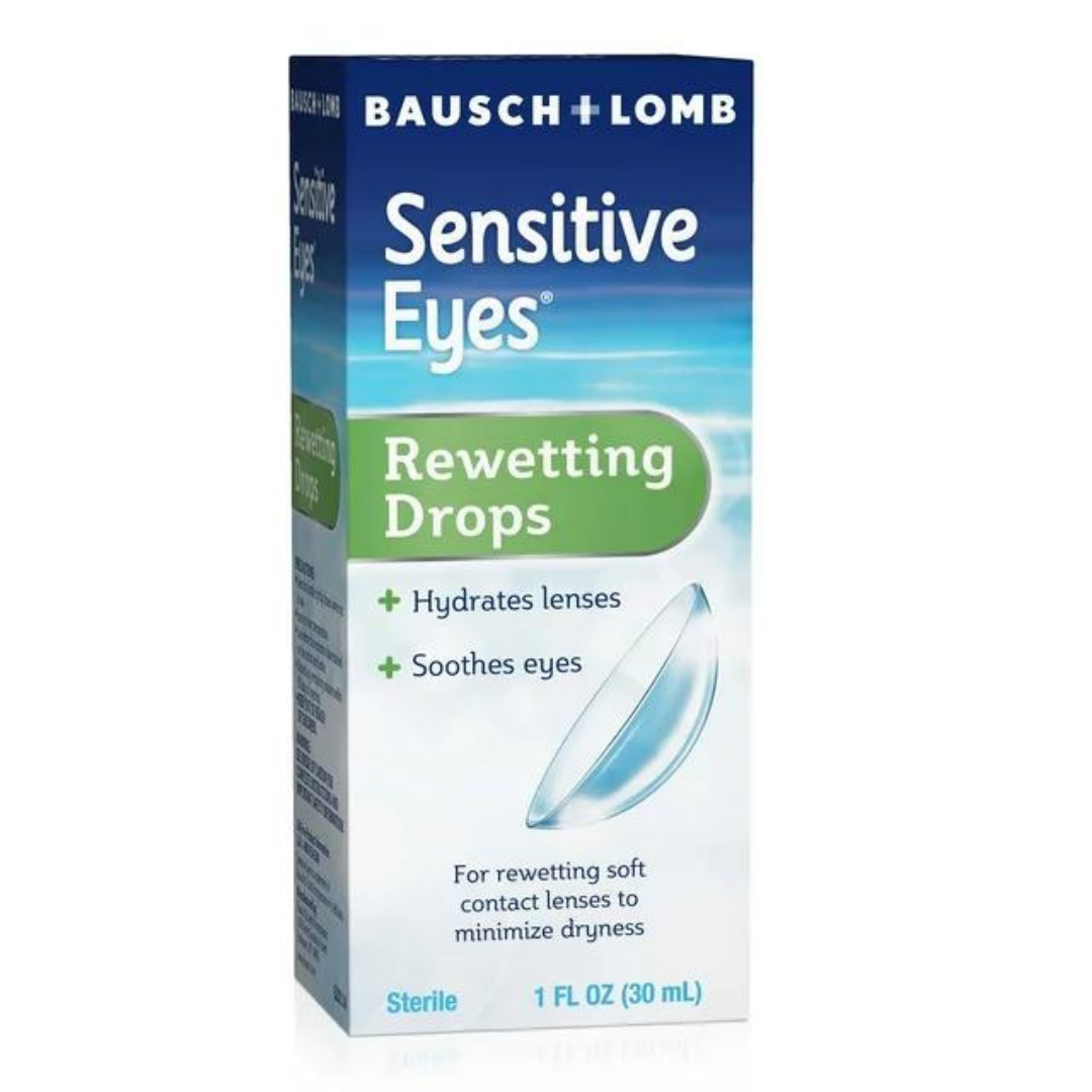 Bausch & Lomb Sensitive Eyes Rewetting Drops Hydrates Lenses, Soothes Eyes (1 fl oz / 30ml)