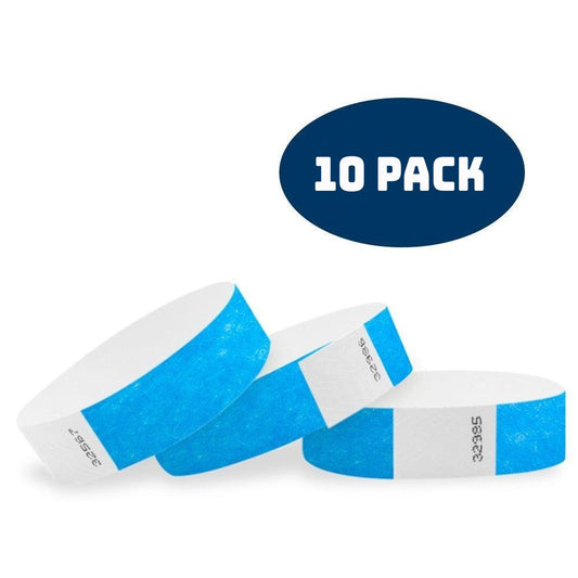 WristCo Neon 3/4" Tyvek Paper Wristbands For Events - 10 Pack