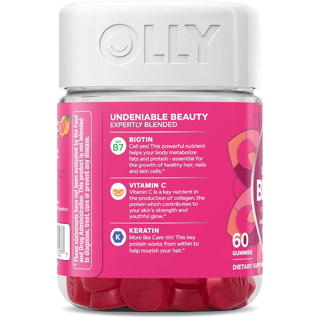 OLLY Undeniable Beauty Supplements, Grapefruit Glam (60 Gummies)