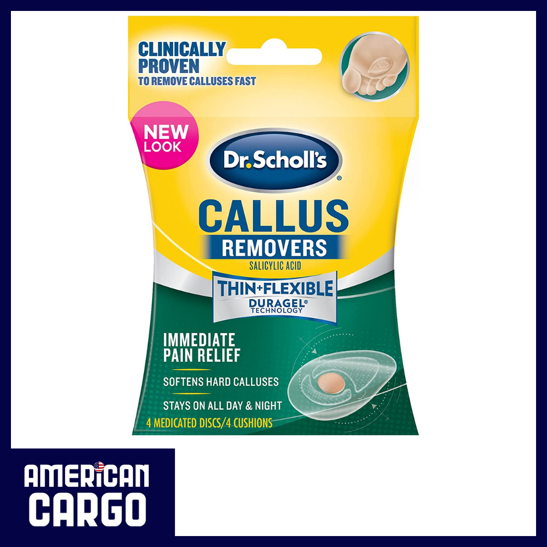 Dr. Scholl's Callus Remover Salicylic Acid Immediate Pain Relief 4 Medicated Discs