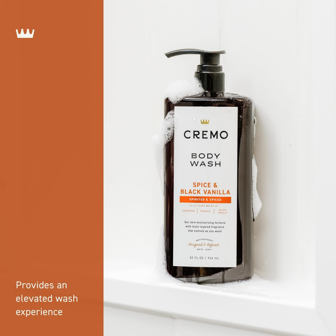 Cremo Body Wash Spice & Black Vanilla Spirited & Spiced, 32 oz / 946 ml