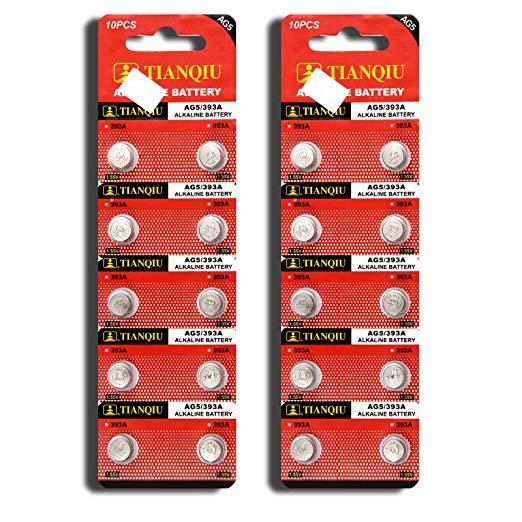 TIANQIU AG5 393A LR754 SR48 Button Cell Batteries [20-Pack] by Focuseparts