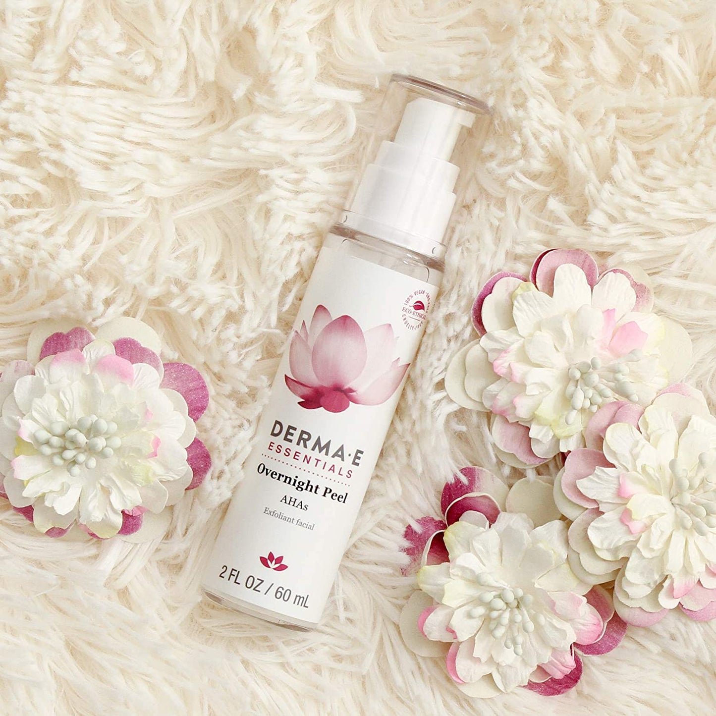 Derma E Essentials Overnight Peel Alpha Hydroxy Acid Exfoliant Facial for Acne Scars, Uneven Skin & Hyperpigmentation, 2 fl.oz / 60ml