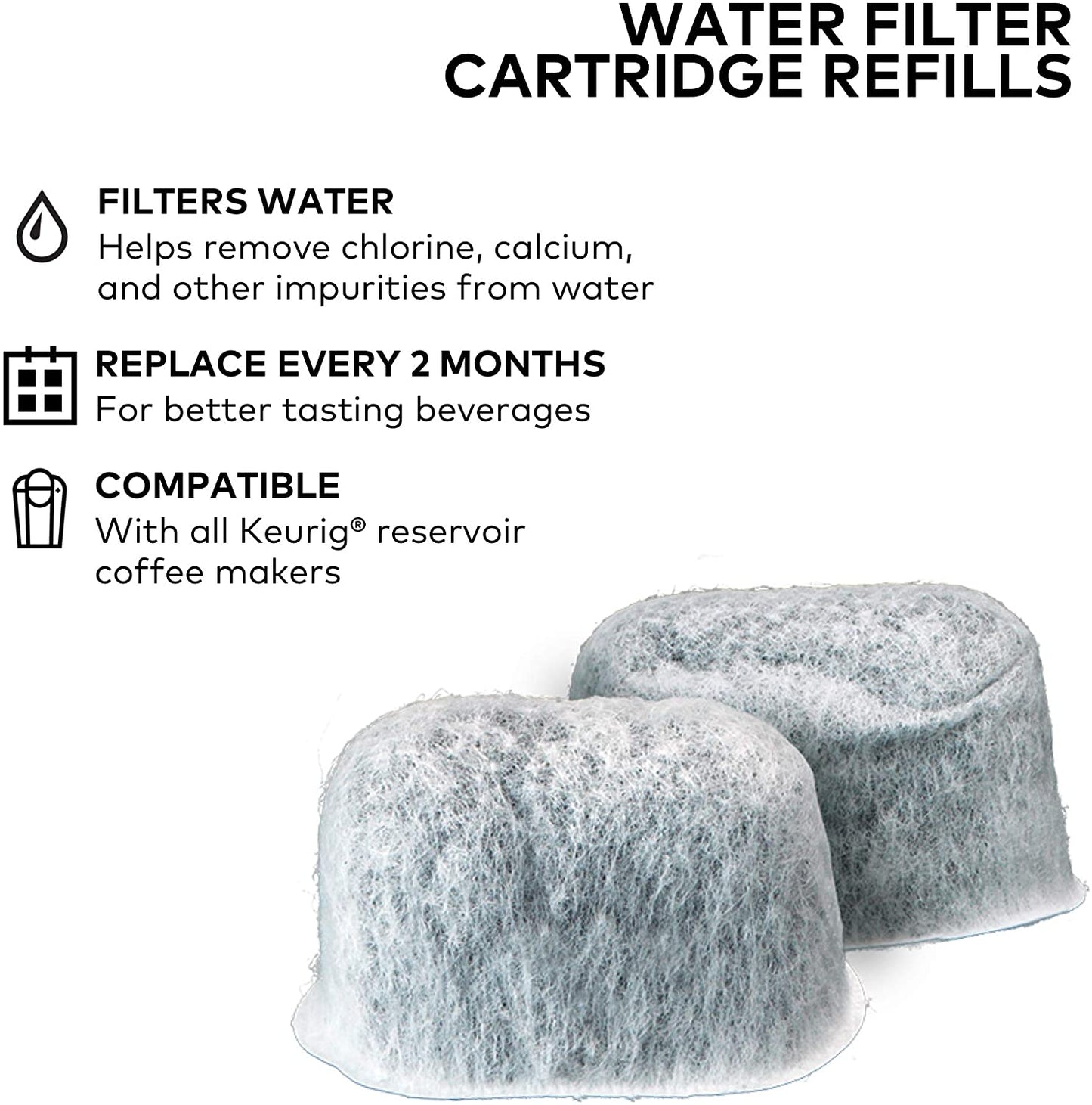 Keurig Water Filter Refill Cartridges, Compatible with 2.0 K-Cup Pod Coffee Makers, 6 Count