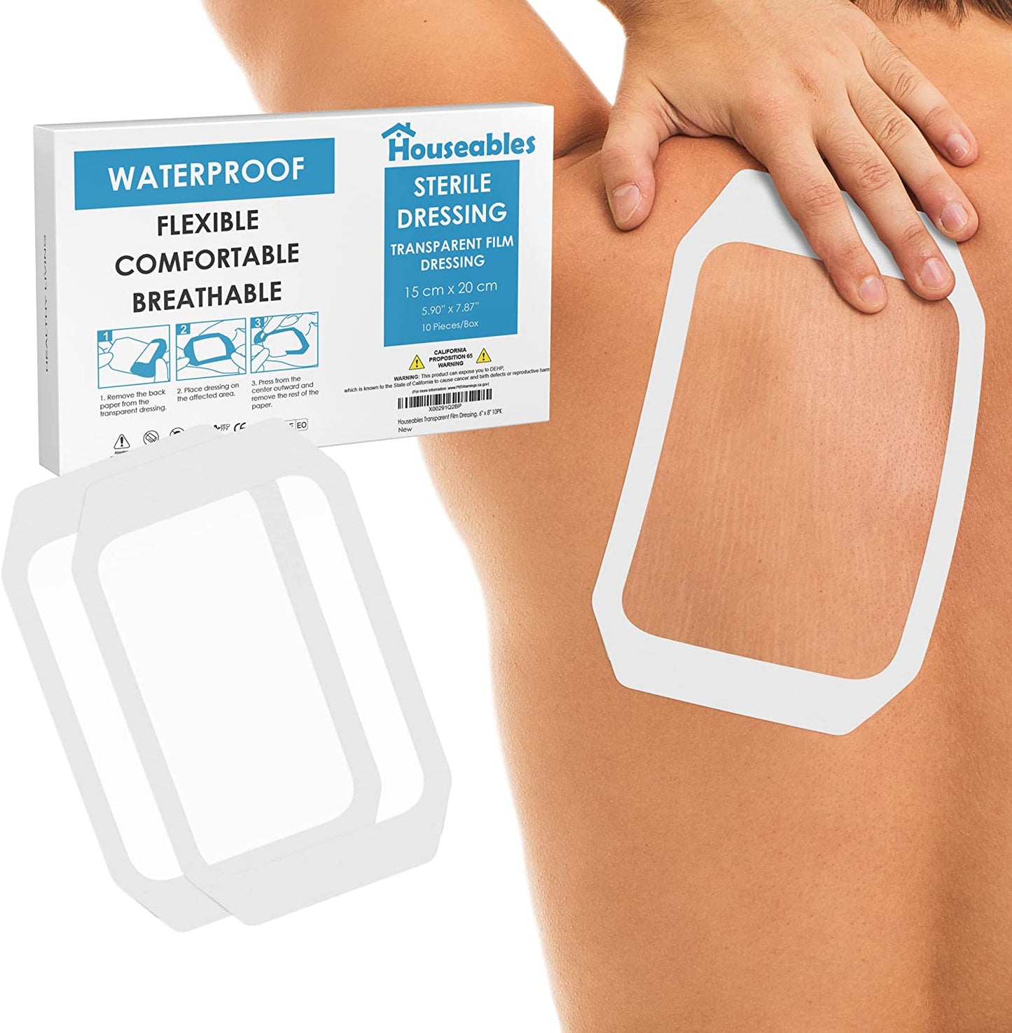 Houseables Sterile Dressing Transparent Film Waterproof | 15cm x 20cm - 10 pieces / NO BOX